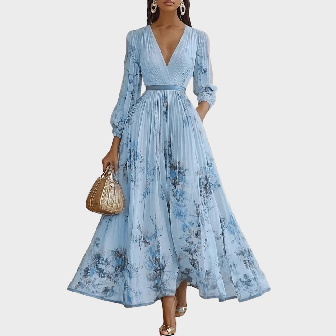 Nora | V-Neck A-Line Elegant Women Summer Midi Dress