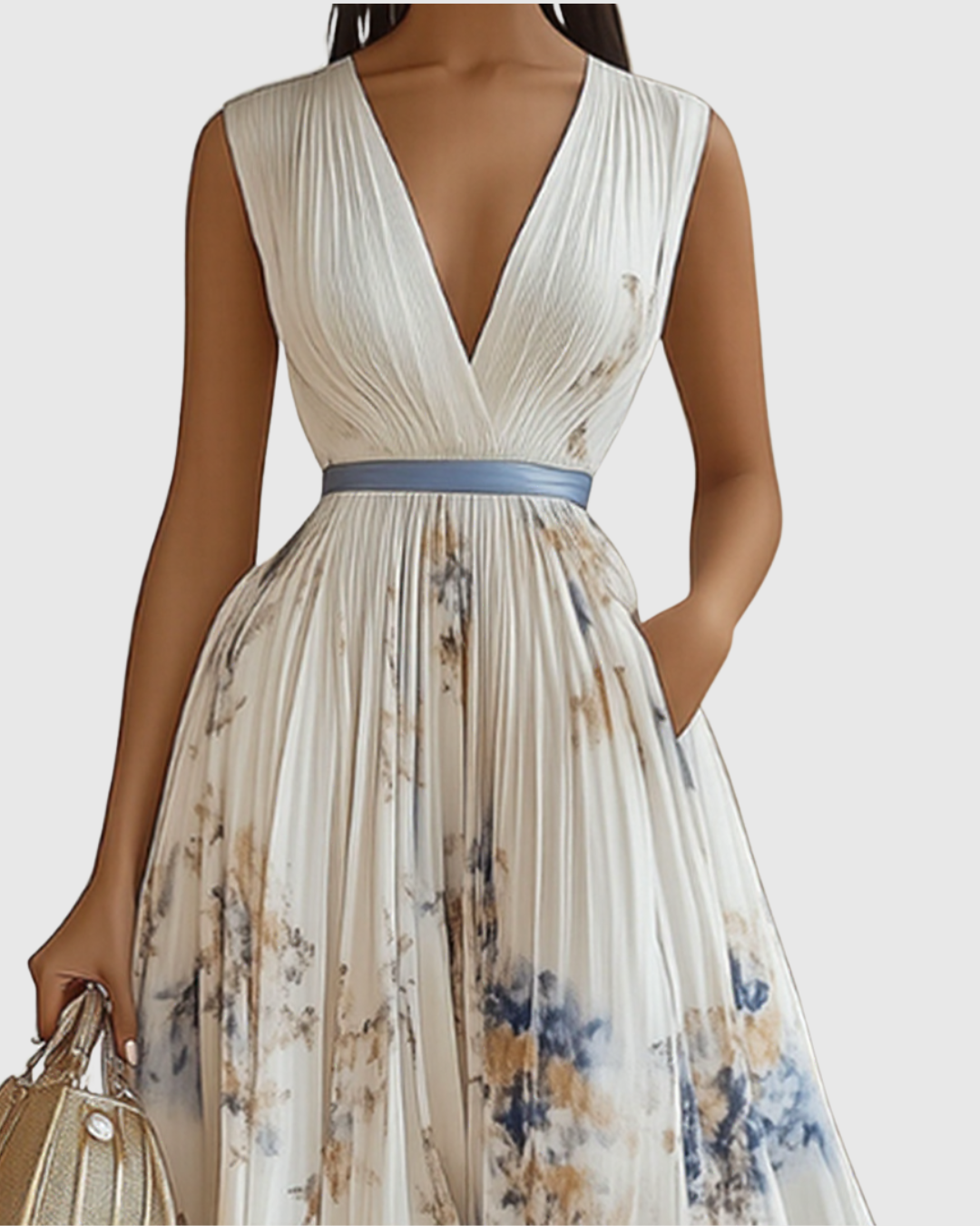 Nora | V-Neck A-Line Elegant Women Summer Midi Dress