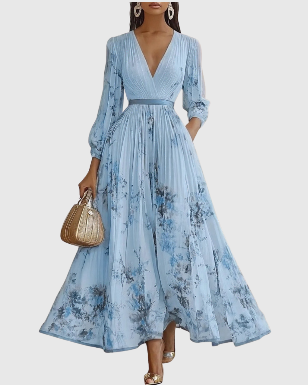 Nora | V-Neck A-Line Elegant Women Summer Midi Dress