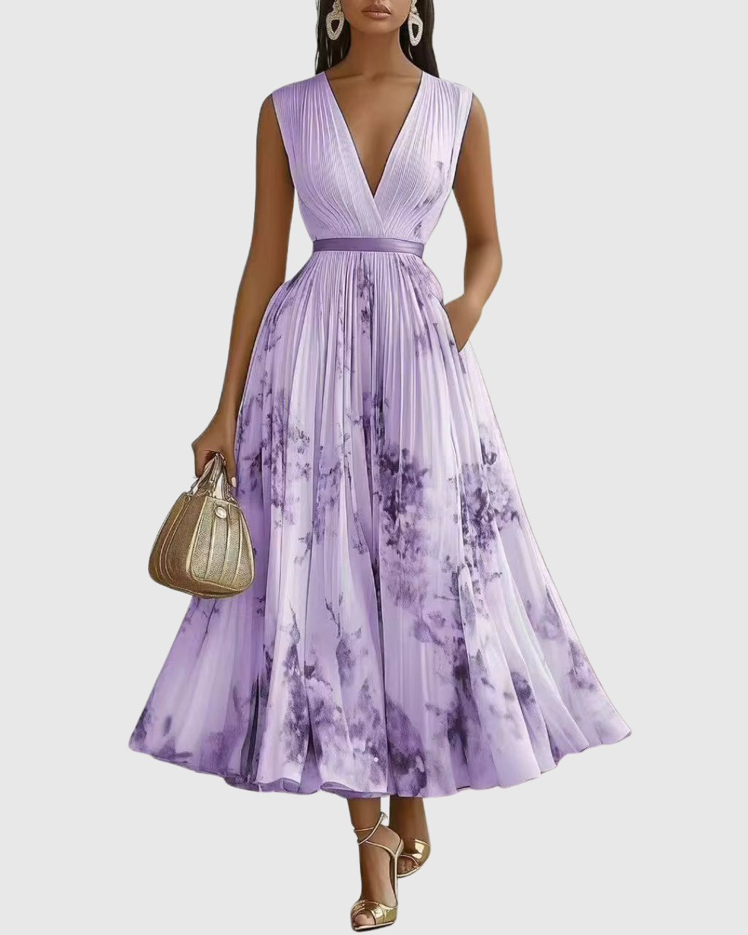 Nora | V-Neck A-Line Elegant Women Summer Midi Dress