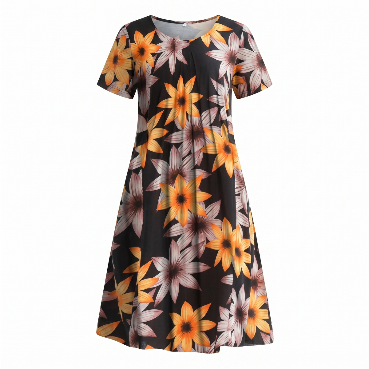 Calla | Floral Short-Sleeve Flowy Women Summer Midi Dress