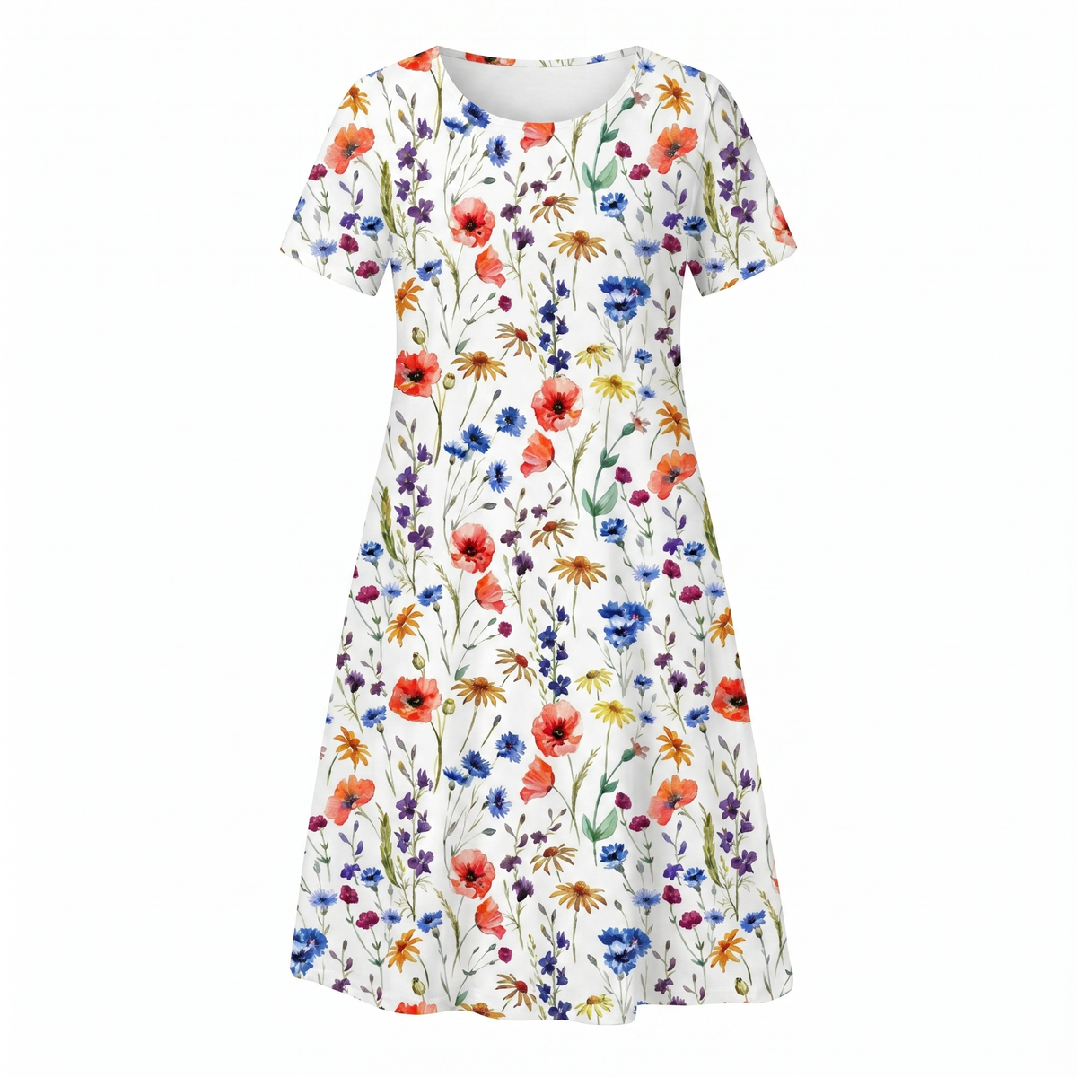 Calla | Floral Short-Sleeve Flowy Women Summer Midi Dress