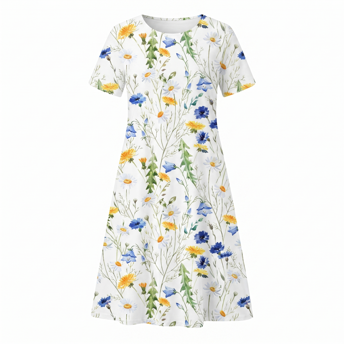 Calla | Floral Short-Sleeve Flowy Women Summer Midi Dress