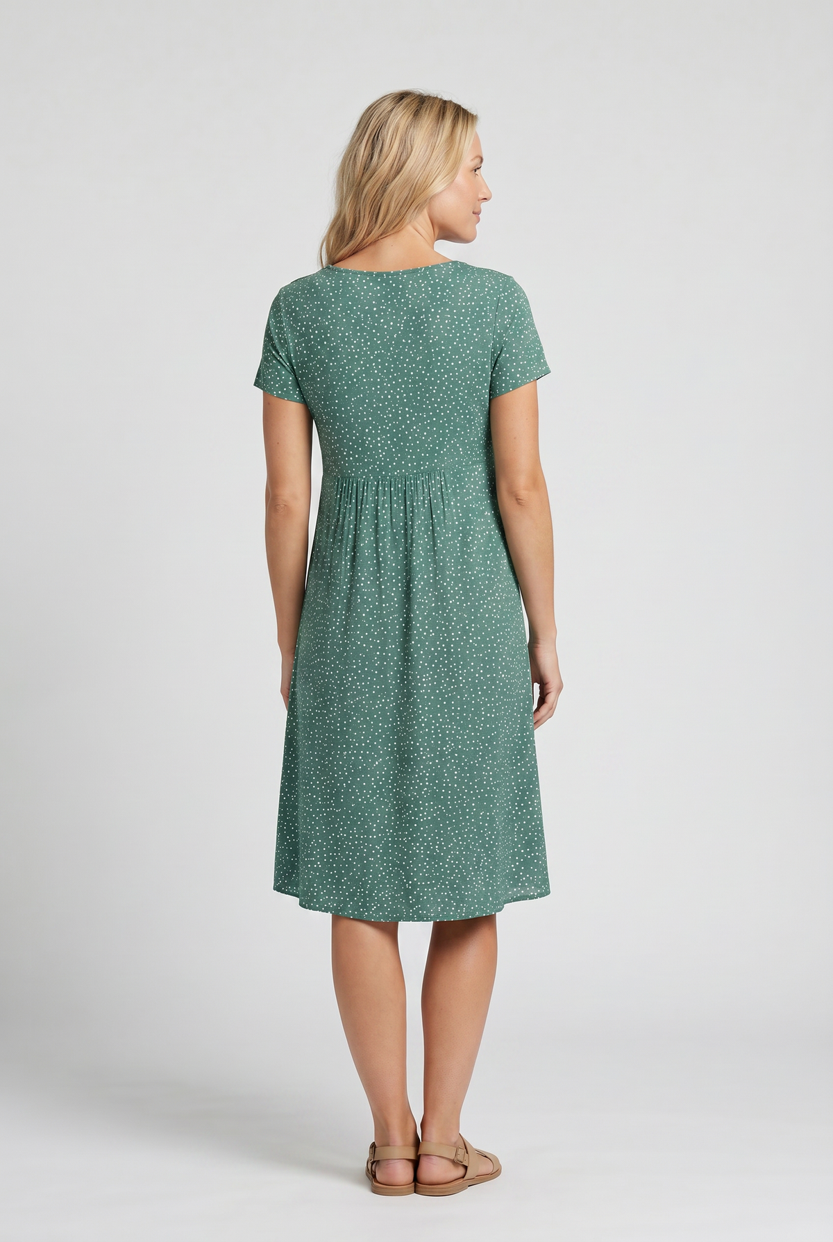 Serena | Meadow Blossom Round-Neck Women Summer Midi Dress